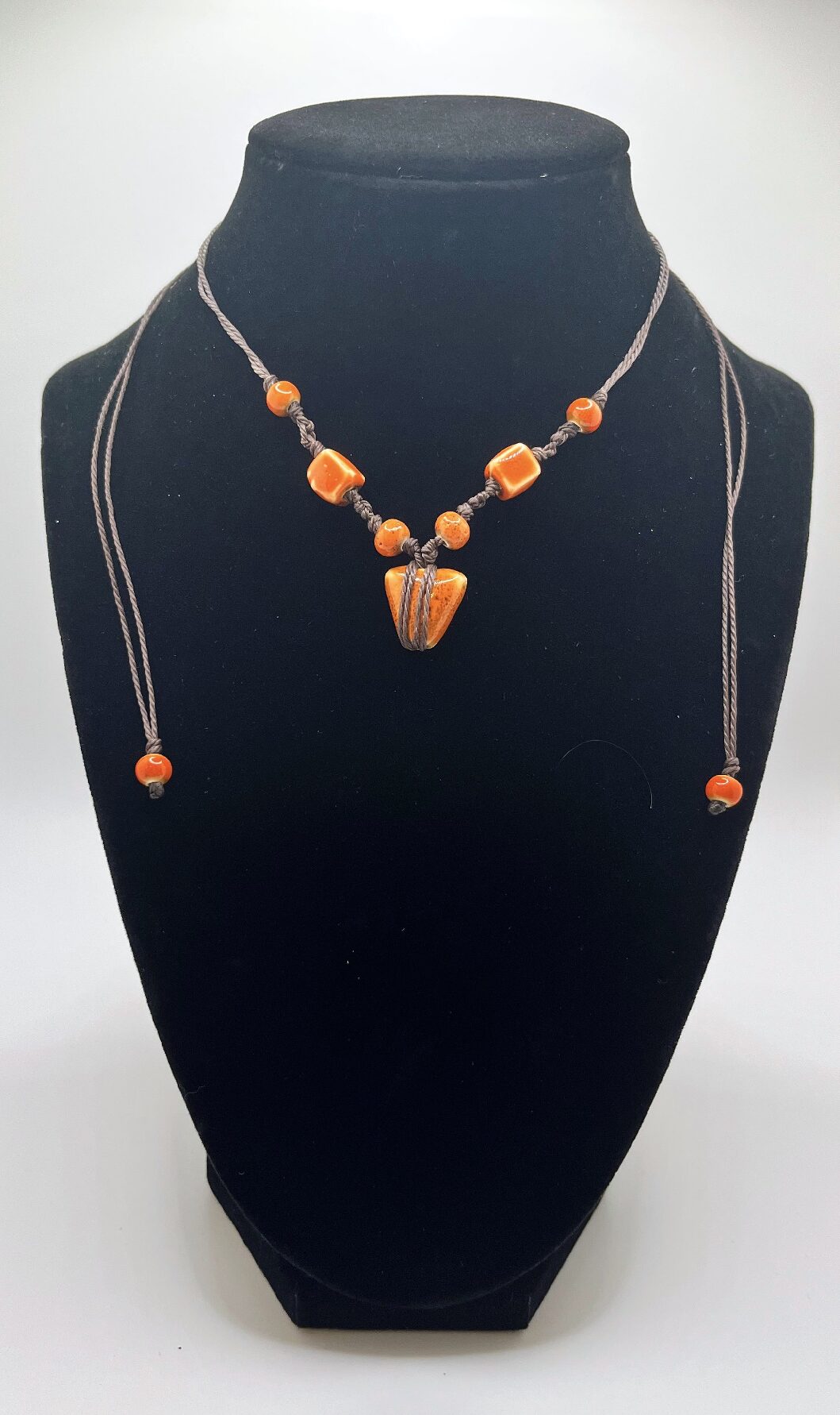 Orange Upside Down Triangle Necklace